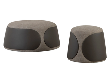 MAMA - Upholstered round fabric and leather pouf by Tonin Casa - view 2